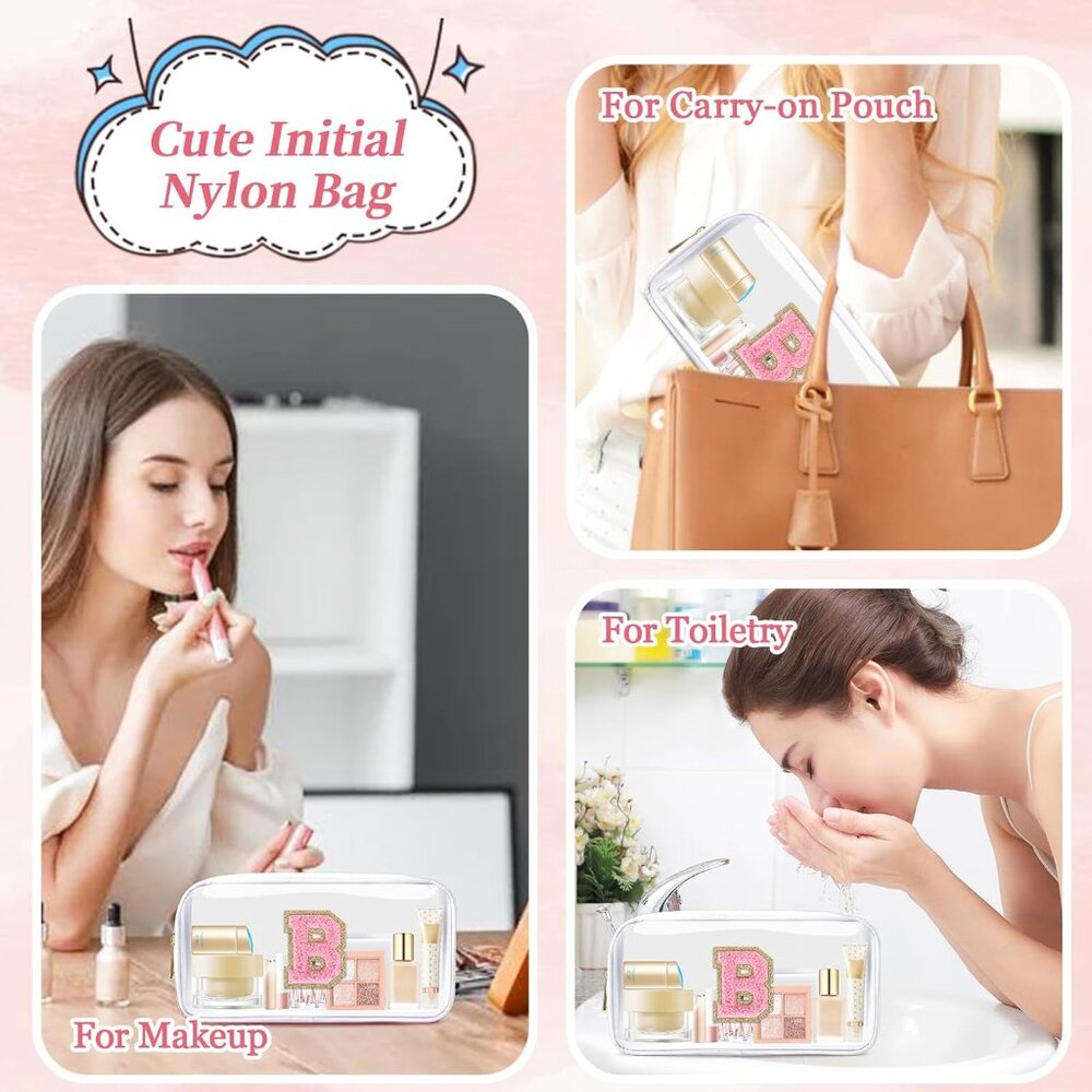 Small Clear Personalized Initial Makeup Bag,Nylon… - image 5